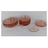 Pink Depression Glass, Rose of Sharon, 4 salad