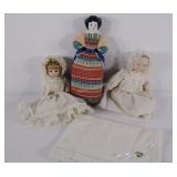 Porcelain head dolls, approximately 10in