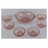 Pink Depression Glass Berry Bowl Set, large berry