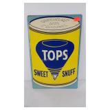 Metal advertising sign, Tops Sweet Snuff, 12"x18"