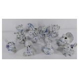 Collection of 12 blue and white porcelain animal