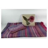 Textiles, hooked hummingbird throw pillow and two