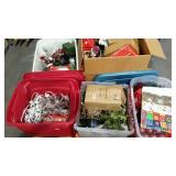 Skid lot includes holiday decor, lights, santas,