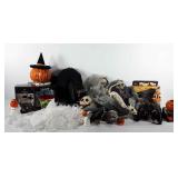 Halloween decor, includes cat skeleton, flying