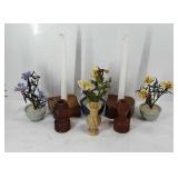Decor group, wooden and marbel candlestick