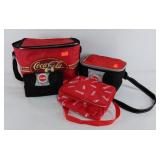 Four Coca-Cola insulated lunch bags