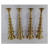 Four Brass Candlesticks, each 18" tall, marked