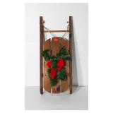 Holiday decor, wooden wall hanging sled, 29"