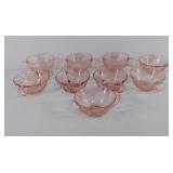 Pink Depression Glass, Rose of Sharon, Nine