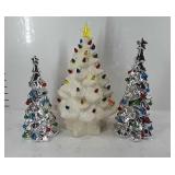 Christmas tree decor, 14" lighted ceramic tree