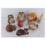 Eight cat figurines