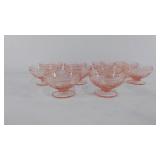 Pink Depression Glass, Rose of Sharon, ten footed