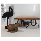 Decor group, includes 15" crane figure, 6" × 9"