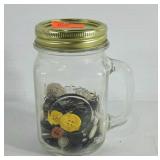 Mason jar full variety of buttons
