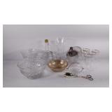 Glassware group, bowls, wine glasses, vase,