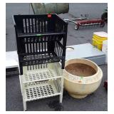 Plastic bin organizer and 20" plastic planter pot