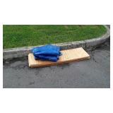 Blue poly Tarp small, plus 3pcs plywood, 48x14"