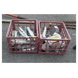 2 milk crates with galvanized Joist Hangers,