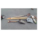 Tools, shovels, scoops, push broom, rake, 6pcs