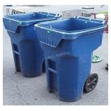 Two Commercial Trash Containers, one is fracture