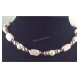 Multi beaded and stone necklace 18-20in