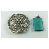 Brooch and a faux turquoise pendant