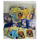 Pokémon cards in plastic container