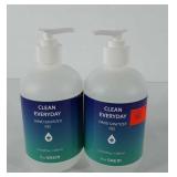 Two bottles of clean everyday hand sanitizer gel