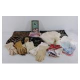 Ladies accessories, fur hat, beaded and tapestry