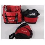 Coca-cola products, coolers (2), and a bag, good