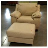 Leather-look chair and ottoman,  Italsofa brand,