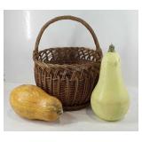 11" basket with squash shaped candles