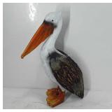 Carved wood pelican decor, 12" tall, seller code