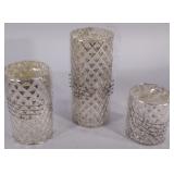 Diamond pattern mercury glass pillars, battery
