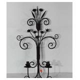 Metal wall hanging candlestick holder, 27"