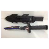 Blue line flag knife with compass case