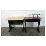 Two laminate desks, no chairs, seller code TU, EP