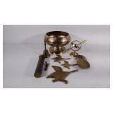 Brass group, grinder, bell, pineapple, birds,