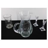 Crystal decorative items, pitcher, vase, pair