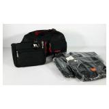 Group of six new travel bags, one tote and 5