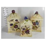 Capriware ceramic fruit themed canisters, 8" to