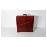 Wooden doll sized trunk wardrobe, 9" x 20" x 20"