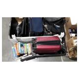 Skid lot: Luggage, monitors, child