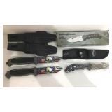 Three knives, two eagle theme and a Kentucky