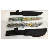 Two knives with designs