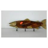 Home decor, wooden fish with metal head and fins