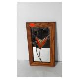 Stained glass and mirror flower, framed, 8.5" x