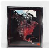 Satellite image of North America, framed 19x21