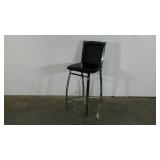 Chrome and black vinyl bar chair, 31" to seat,