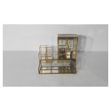 Brass and glass vanity/desk organizers